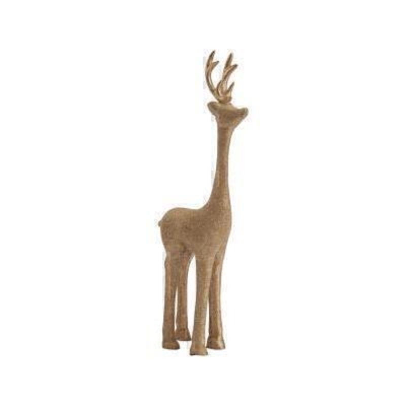 Tall Stardust style Stag filled with golden glitter sure to brighten up any Christmas display designed by Transomnia